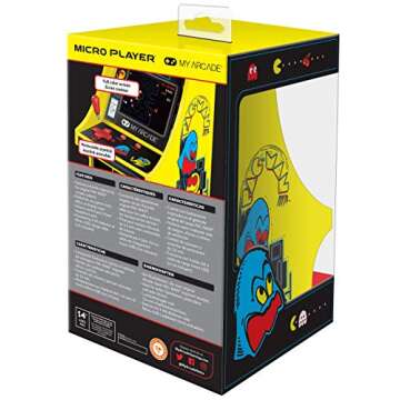 My Arcade DGUNL-3220 Micro Player Mini Arcade Machine Pac-Man Video Game, Fully Playable,6.75 Inch Collectible,Color Display, Speaker,Volume Buttons, Headphone Jack,Battery or Micro USB Powered, Black