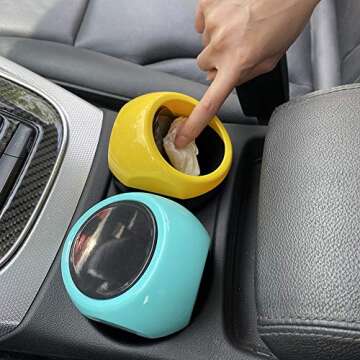 Yolu Car Garbage Trash Can, Mini Auto Garbage Can Car Trash Can Common Use for Autotive Car, Home, Office, Kitchen, Living Room, Bedroom, Study, Dinning Room, Bathroom (Blue)