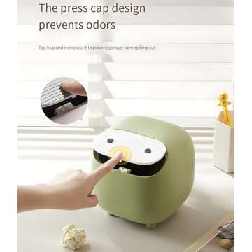 AIWE7D Small Desktop Trash Can with Lid for Desk Trash Cans Cute Mini Garbage Bin Press-top Wastebas...
