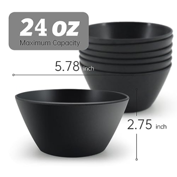 Eco-Friendly Bamboo Fiber Cereal Bowls Set of 6, 24 oz