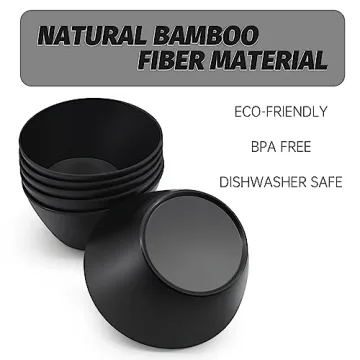 Eco-Friendly Bamboo Fiber Cereal Bowls Set of 6, 24 oz