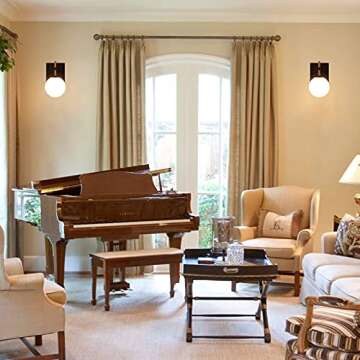 Mid Century Modern Wall Sconce Metal Glass Vanity Light, Globe Shade Hardwired Fixture, for Home Decor Living Room Hallway Kitchen for Bedroom Bathroom