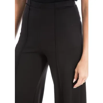 Max Studio Women's High Waist Pintuck Wide Leg Ponte Pant US Small, Black