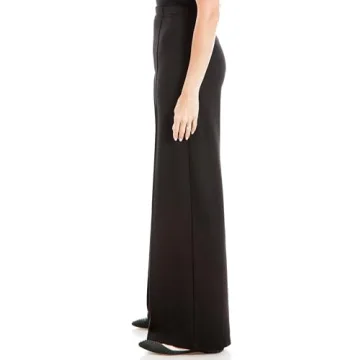 Max Studio Women's High Waist Pintuck Wide Leg Ponte Pant US Small, Black
