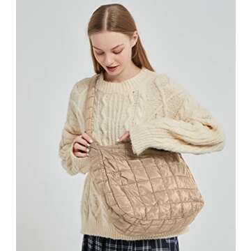 Stylish Women's Quilted Shoulder Handbag Lightweight Tote