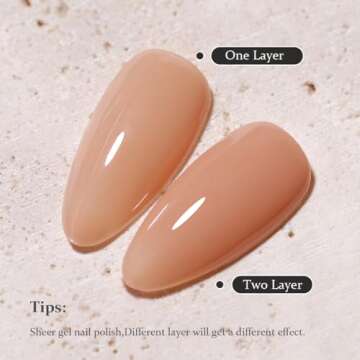 FZANEST Jelly Brown Nude Gel Nail Polish,Sheer Milky Gel Polish All Seasons Colors Soak Off LED UV G...