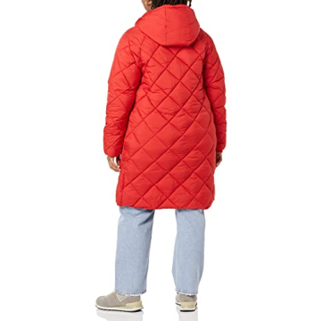 Amazon Essentials Women's Heavyweight Diamond Quilted Knee Length Puffer Coat - Discontinued Colors, Red, Small