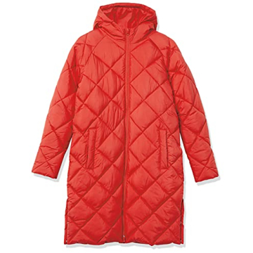 Amazon Essentials Women's Heavyweight Diamond Quilted Knee Length Puffer Coat - Discontinued Colors, Red, Small