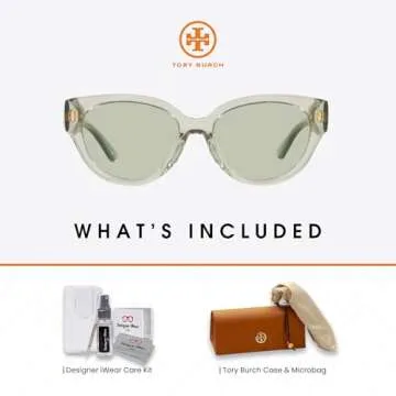 Tory Burch TY7168U 1886/2 52MM Transparent Perfect Mint/Mint Green Solid Cateye Sunglasses for Women + BUNDLE With Designer iWear Eyewear Kit