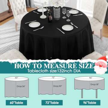 VidaFete Round Tablecloth 132inch 6pack Polyester Table Cloth, Stain Wrinkle Resistant Polyester Din...
