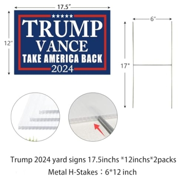 WENWELL Trump Vance 2024 Yard Signs – 2-Pack