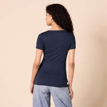 Amazon Essentials Women's Slim-Fit Short-Sleeve V-Neck T-Shirt, Pack of 2