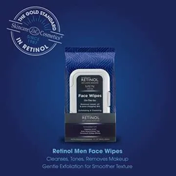 Retinol Men Facial Wipes Anti-Aging Cleansing Towelettes - Quickly cleanse face from sweat, oil and pore-clogging dirt without any heavy residue