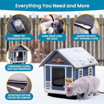 Heated Outdoor Cat House Weatherproof - Easy to Assemble