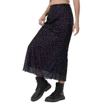 Avanova Floral Mesh Mermaid Skirt for Boho Style