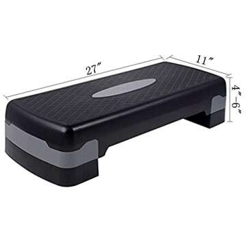 KLB Sport 27" Adjustable Exercise Equipment Step Platform For Sports & Fitness (black & grey)