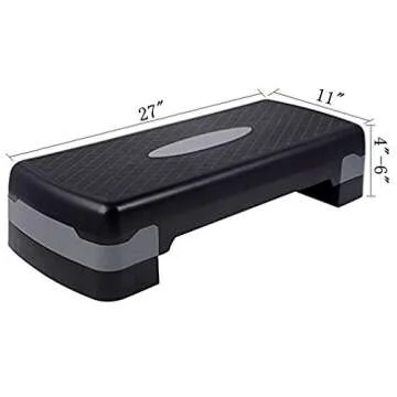 KLB Sport 27" Adjustable Exercise Equipment Step Platform for Fitness and Home Use (Black & Grey)