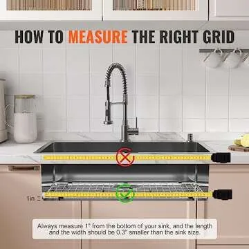 VEVOR Sink Protector Grid, 26"x14" Stainless Steel Sink Grates, Rear Drain Sink Grates with R10 Corner Radius, Large Sink Bottom Grids, Universal Bowl Rack Sink Accessories, For Kitchen Sink, Silver