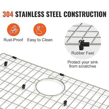 VEVOR Sink Protector Grid, 26"x14" Stainless Steel Sink Grates, Rear Drain Sink Grates with R10 Corner Radius, Large Sink Bottom Grids, Universal Bowl Rack Sink Accessories, For Kitchen Sink, Silver