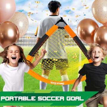 Dimples Excel Portable Foldable Soccer Goal, 8/10mm Fiberglass Frame & 400D/420D Oxford Net, Weatherproof Design for Backyard, Park, Beach Training, Quick-Set Youth/Adult Soccer Gear