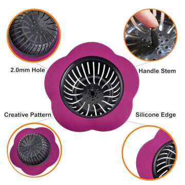 JIANYI Kitchen Sink Strainer, 4PCS Silicone Sink Strainers, Large Wide Rim 4.5" Diameter Sink Drain ...