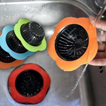 JIANYI Kitchen Sink Strainer, 4PCS Silicone Sink Strainers, Large Wide Rim 4.5" Diameter Sink Drain Strainer for Kitchen Sink - Multicolor