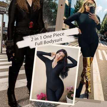 speerise Adult High Neck Zip One Piece Unitard Full Body Leotard Bodycon Jumpsuit for Women
