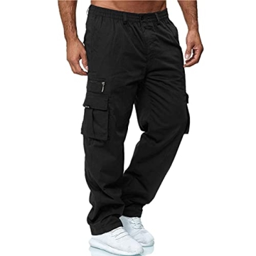 EndoraDore Men's Multi-Pocket Pants Outdoor Cargo Jogger Pant Work Hiking Tactical Loose Straight Tr...