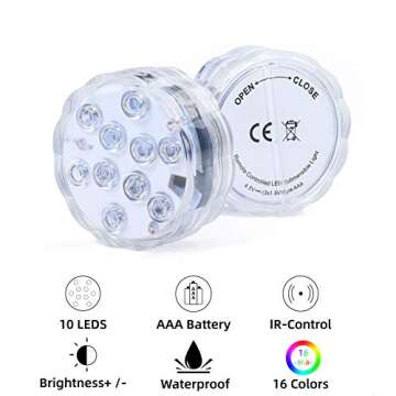 AquaMiracle Submersible LED Lights with Remote Shower Lights Waterproof Battery Operated, Multi Colo...
