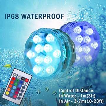 AquaMiracle Submersible LED Lights with Remote Shower Lights Waterproof Battery Operated, Multi Color Changing Hot Tub Lights for Pool, Pond, Aquarium, Bath, Party, Vase Decoration (2-Pack)