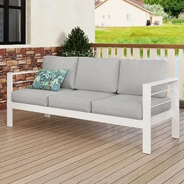 Solaste Outdoor Couch Durable Aluminum Patio Sofa 3-Seat