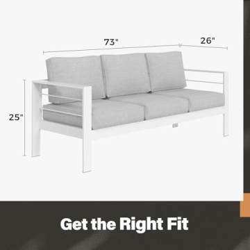 Solaste Outdoor Couch Durable Aluminum Patio Sofa 3-Seat