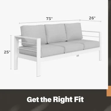 Solaste Outdoor Couch Durable Aluminum Patio Sofa 3-Seat