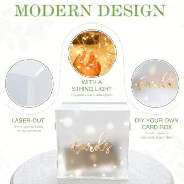 Elegant Acrylic Wedding Card Box with LED Light