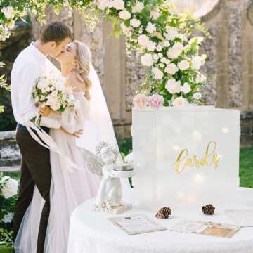 Elegant Acrylic Wedding Card Box with LED Light