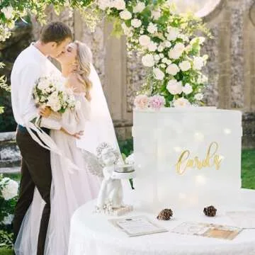 Elegant Acrylic Wedding Card Box with LED Light