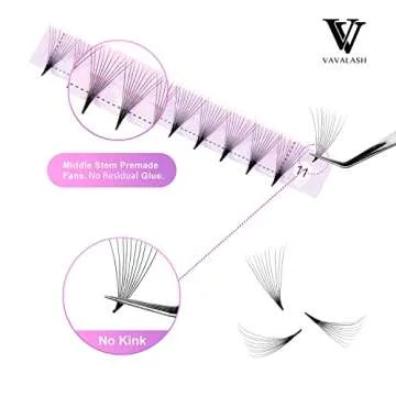 Eyelash Extensions 3D 4D 5D 6D 8D 9D 10D Thickness 0.07/0.1 C/D Curl Eyelashes Middle Stem Premade Fans Russian Volume Lash Extensions Supplies (Middle Stem 10D-0.07-C-8-15mm)