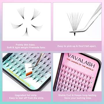 Eyelash Extensions 3D 4D 5D 6D 8D 9D 10D Thickness 0.07/0.1 C/D Curl Eyelashes Middle Stem Premade Fans Russian Volume Lash Extensions Supplies (Middle Stem 10D-0.07-C-8-15mm)