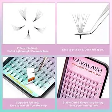 Eyelash Extensions 3D 4D 5D 6D 8D 9D 10D Thickness 0.07/0.1 C/D Curl Eyelashes Middle Stem Premade Fans Russian Volume Lash Extensions Supplies (Middle Stem 10D-0.07-C-8-15mm)