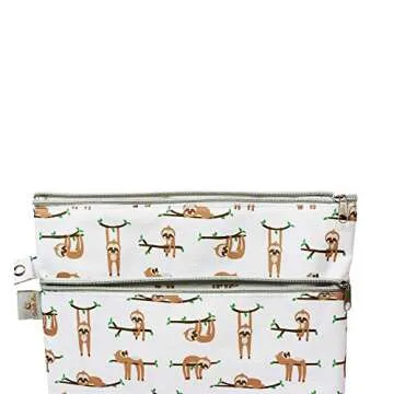 Sloth Wet/Dry Bag Large with Two Zippered Pockets for Cloth Diapers Baby Clothes Wet Swim Suits Soiled Baby Outfits or Gym Clothes