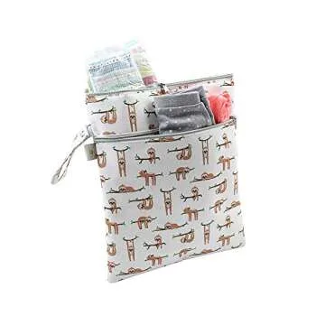 Sloth Wet/Dry Bag Large with Two Zippered Pockets for Cloth Diapers Baby Clothes Wet Swim Suits Soiled Baby Outfits or Gym Clothes