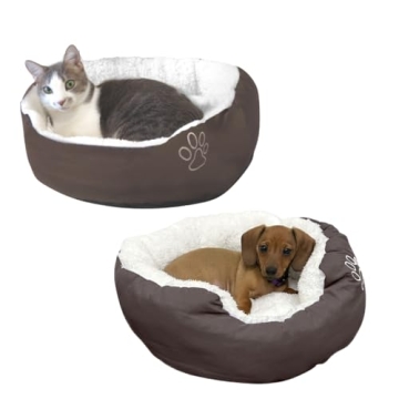 Evelots Warm Pet Bed for Cats or Small Dogs - Calming, Anti-Anxiety, Soft, Cozy Donut Cuddler -Remov...