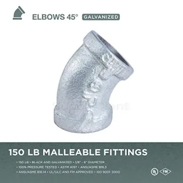 Supply Giant 1/2" 45 Degree Galvanized Elbow for Plumbing