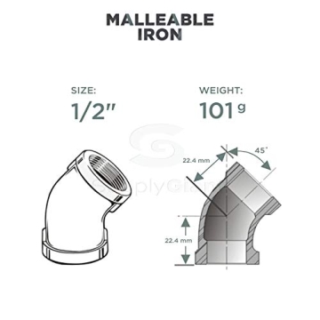 Supply Giant 1/2" 45 Degree Galvanized Elbow for Plumbing