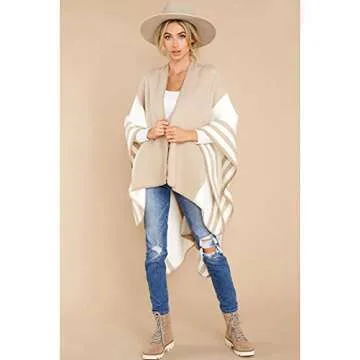 Moss Rose Women's Travel Plaid Shawl Wrap Open Front Poncho Cape for Fall Winter Holiday Gift