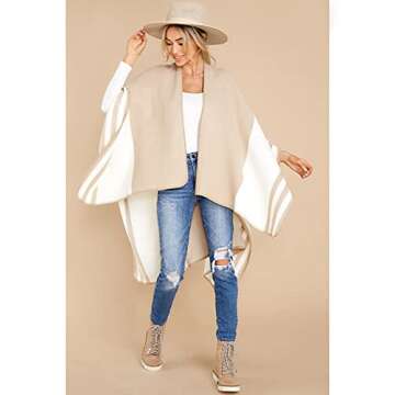 Moss Rose Women's Travel Plaid Shawl Wrap Open Front Poncho Cape for Fall Winter Holiday Gift