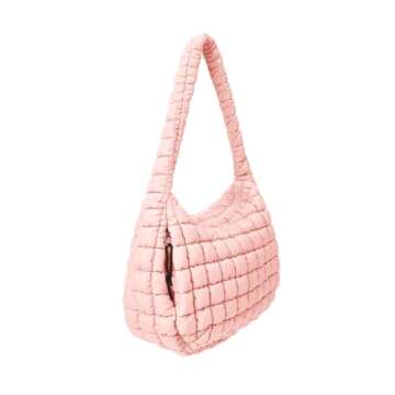 LEXSION Womens' Lightweight Quilted Carryall GYM Tote Bag Puffer Crossbody Bag Soft Puffy Boho Handb...