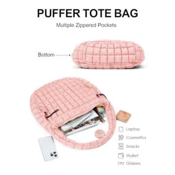 LEXSION Women's Lightweight Quilted Crossbody Tote Bag - Big Capacity Purse