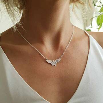 Delicate Wonder W Handmade Necklace Sterling Silver - Super Hero Symbol - Gift For Women, Mom