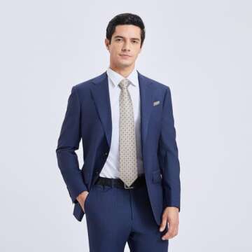 HISDERN Beige Checkered Tie with Pocket Square for Men